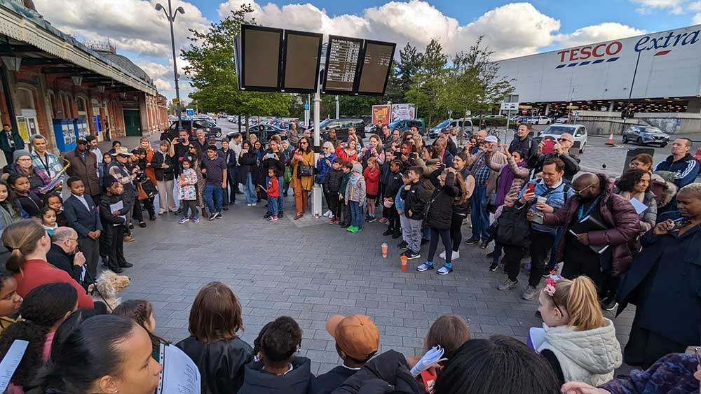 Station Jim - performance at Slough Train Station Station Jim - performance at Slough Train Station